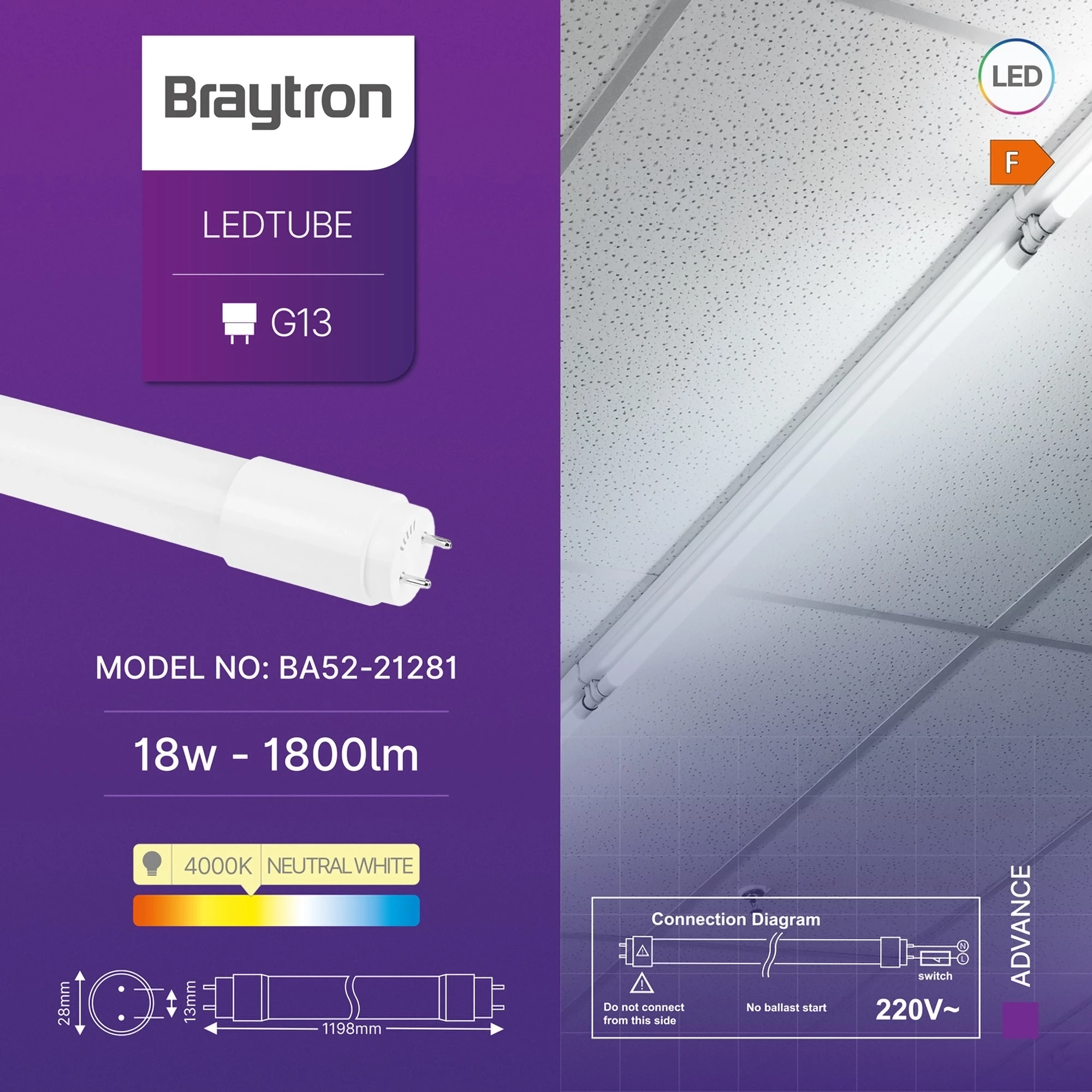 LED CEV T8 18W 120CM JEDNOSTRANA 4000K