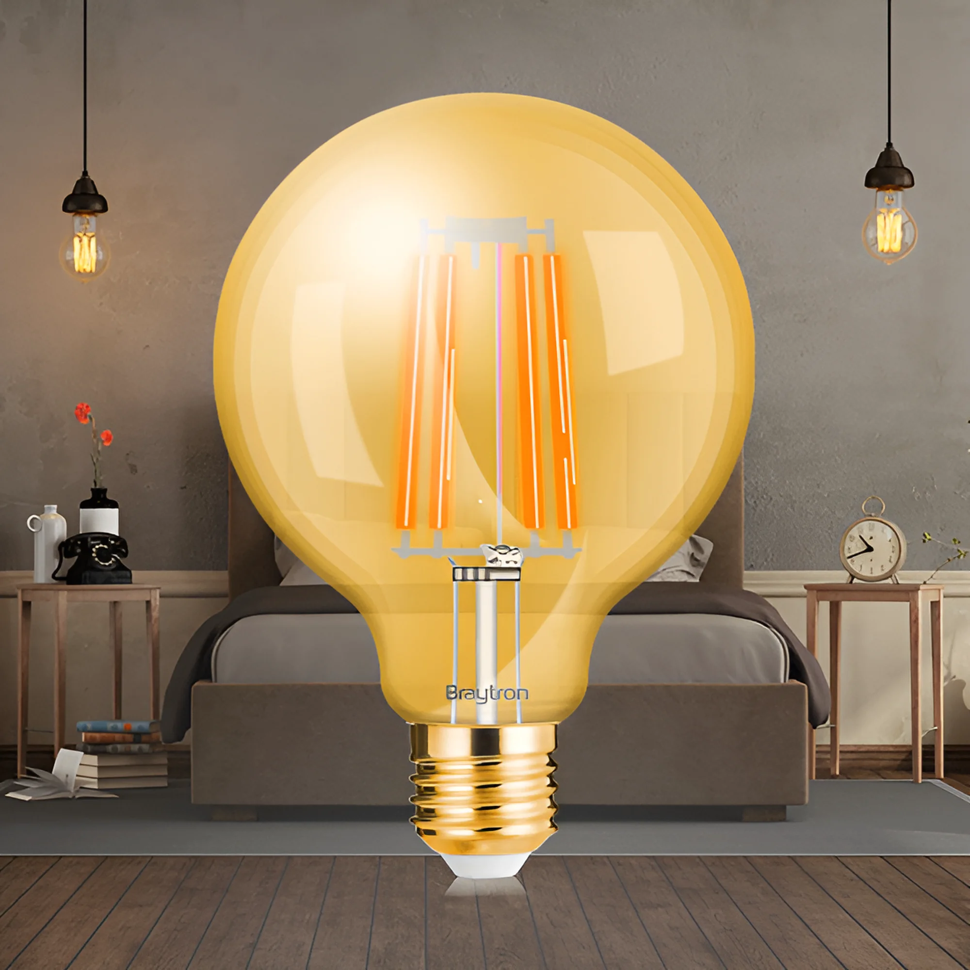 LED FILAMENT KUGLA G125 6W E27 AMBER 2200K