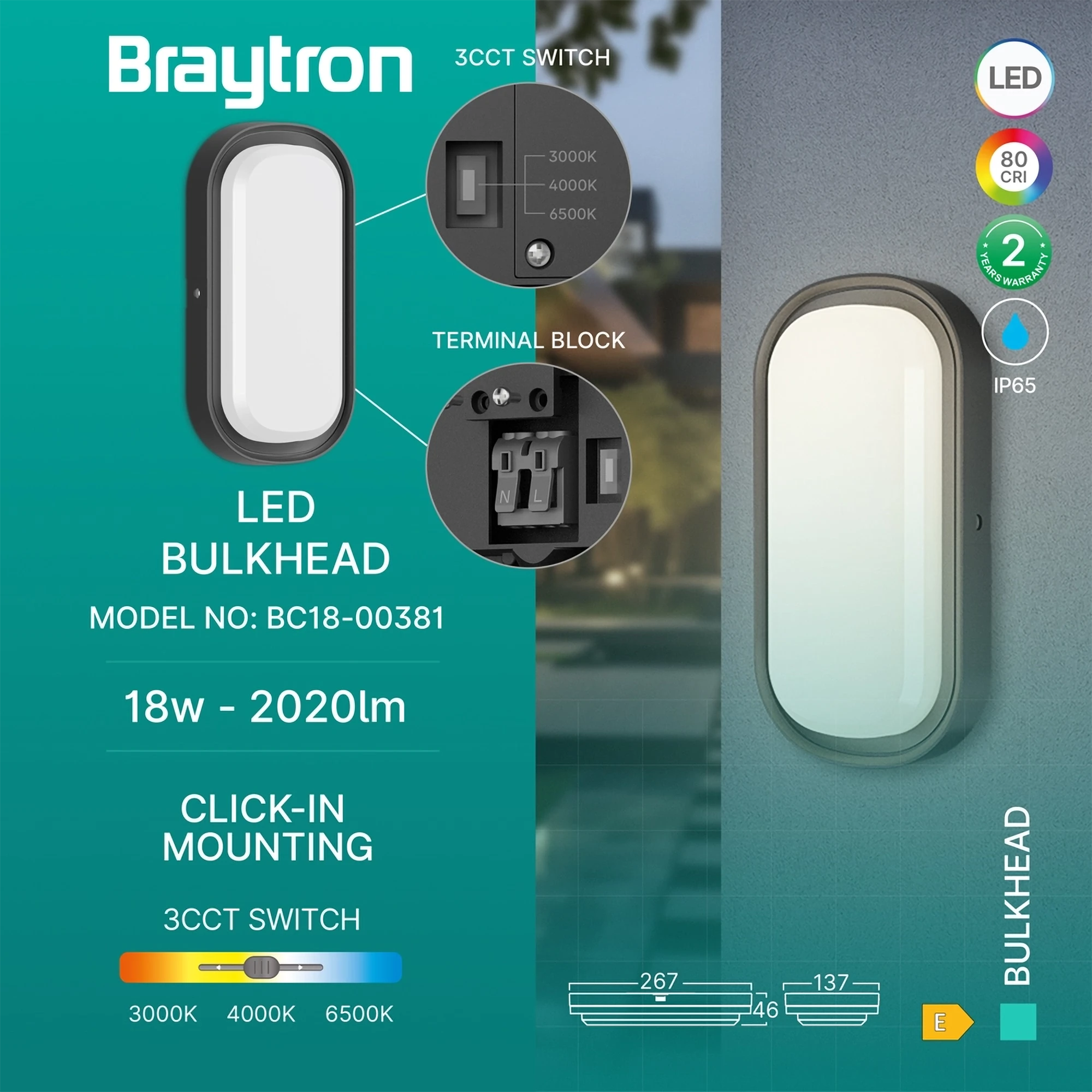 LED BRODSKA SVETILJKA ELIPSA 18W CRNA CCT IP65