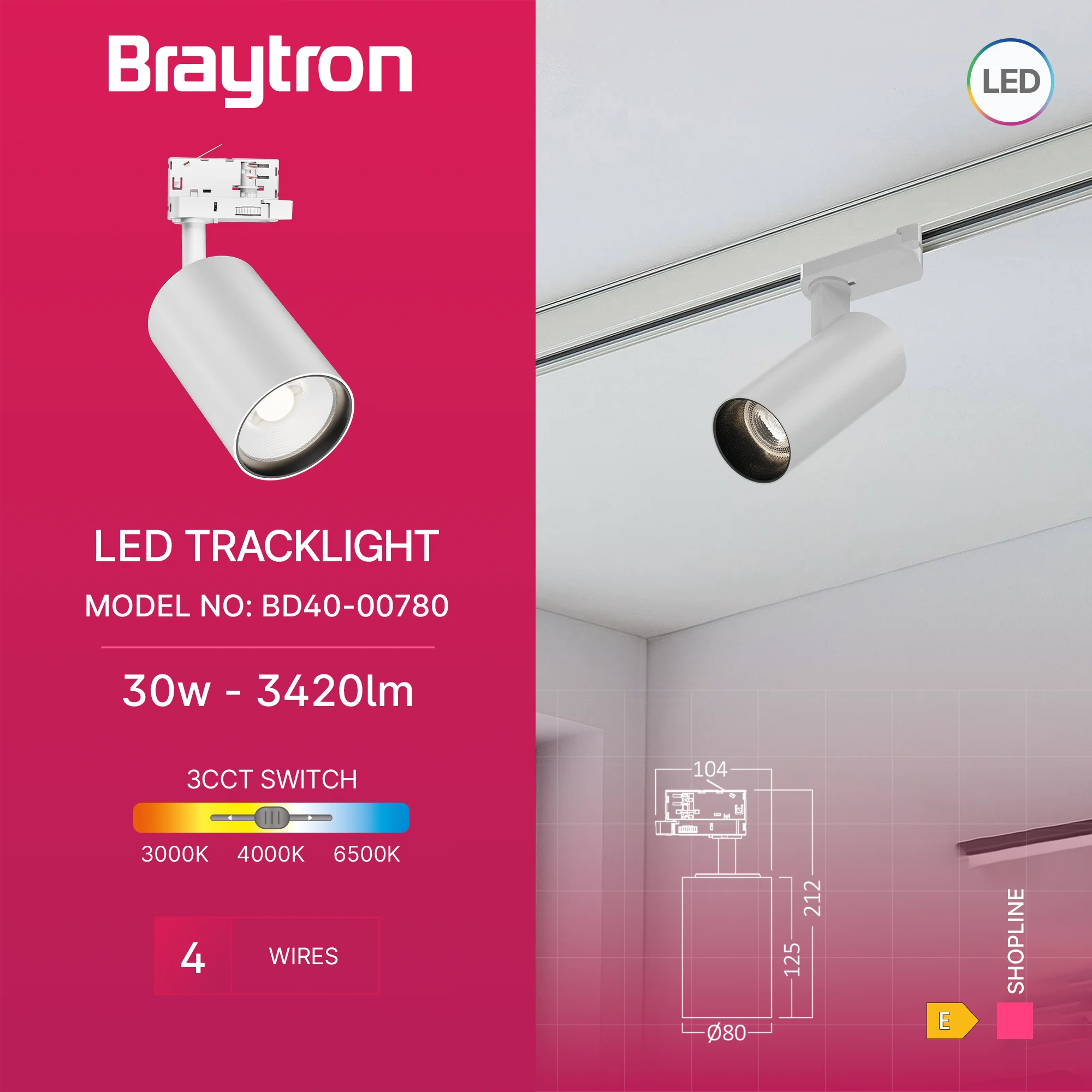 LED SINSKI REFLEKTOR 30W BELI CCT TROFAZNI