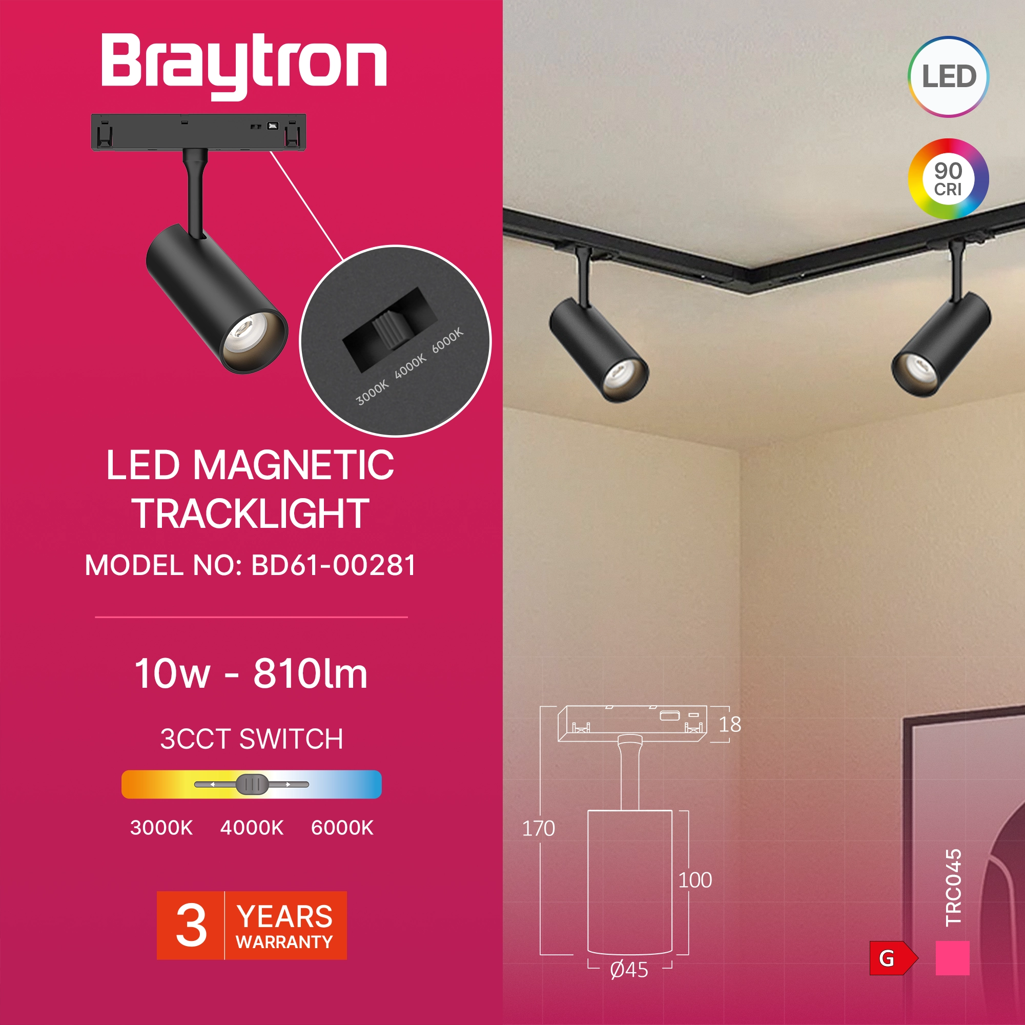 MAGNETNI SPOT REFLEKTOR 10W CRNI CCT 48VDC