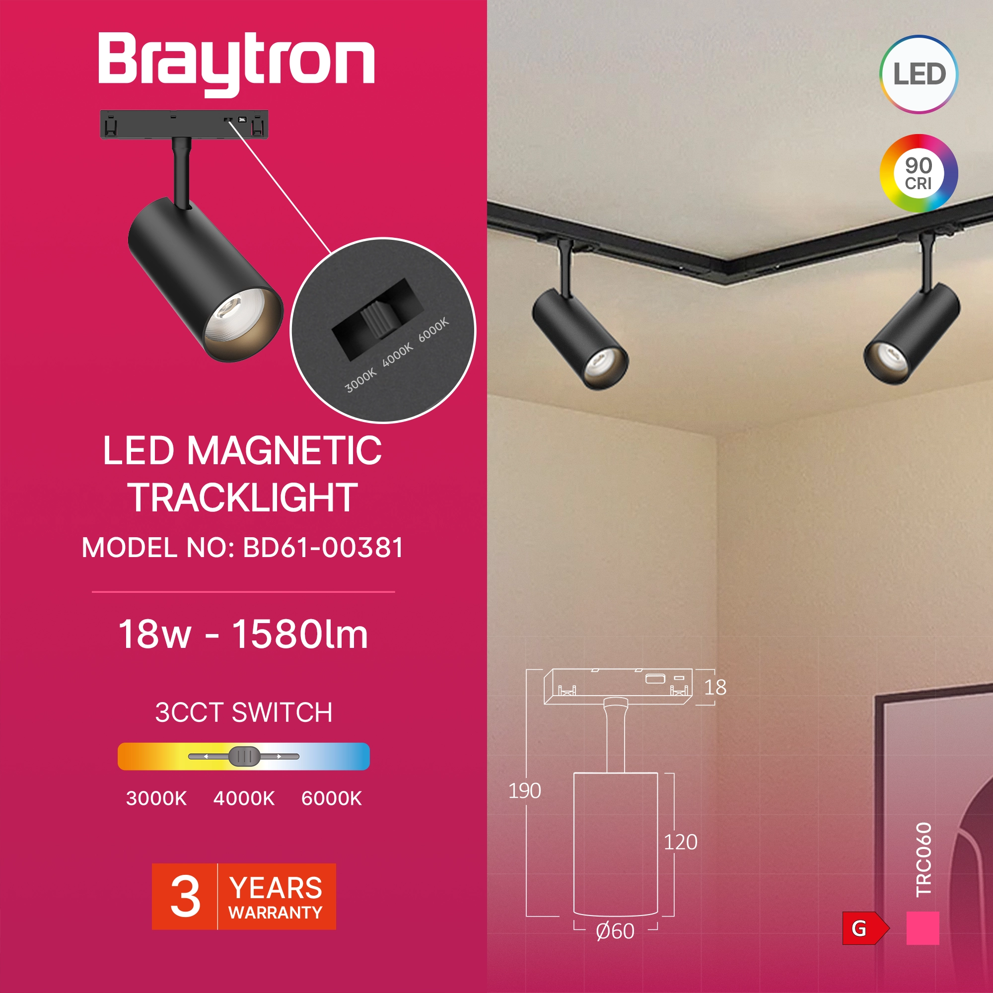 MAGNETNI SPOT REFLEKTOR 18W CRNI CCT 48VDC