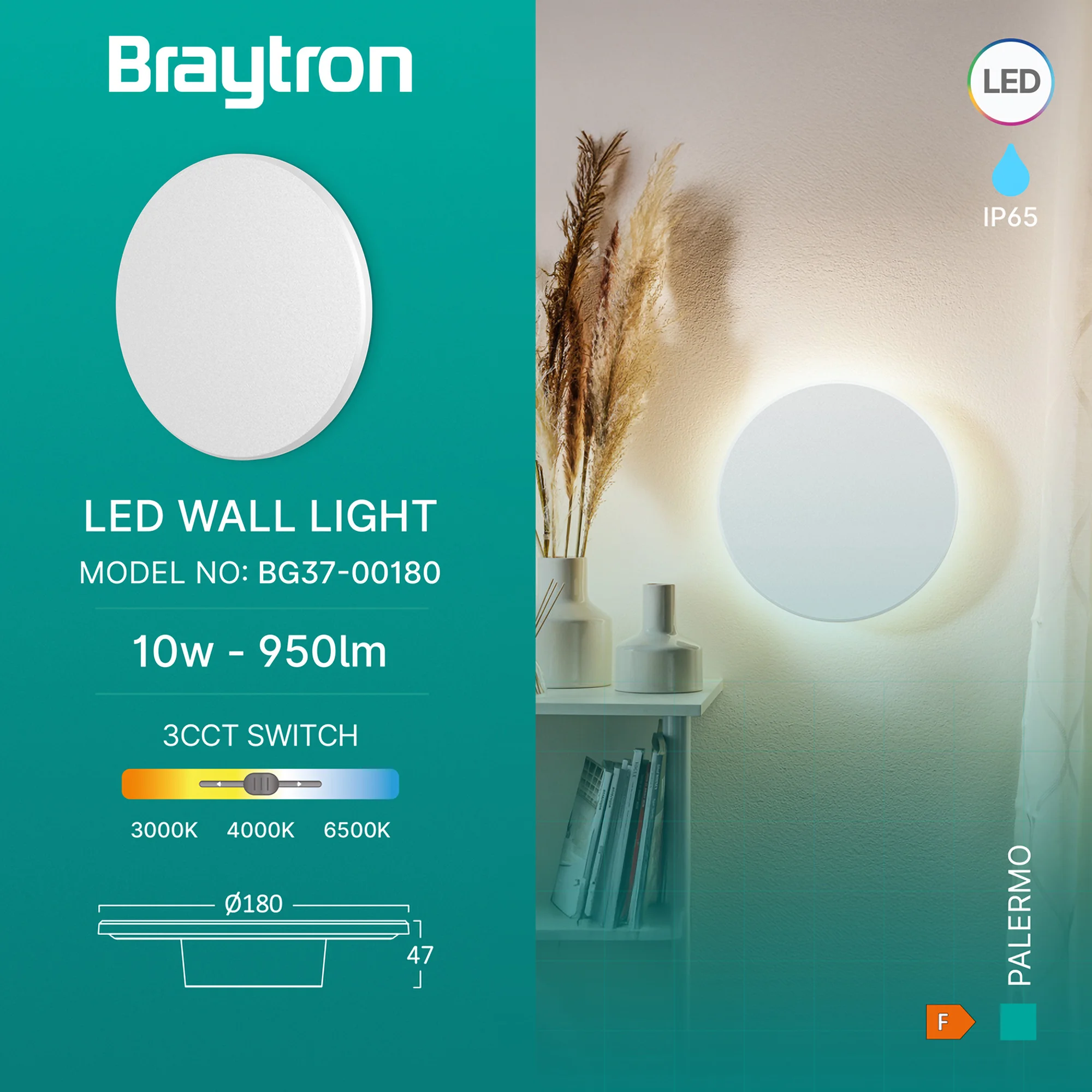 LED ZIDNA SVETILJKA OKRUGLA 10W BELI CCT IP65