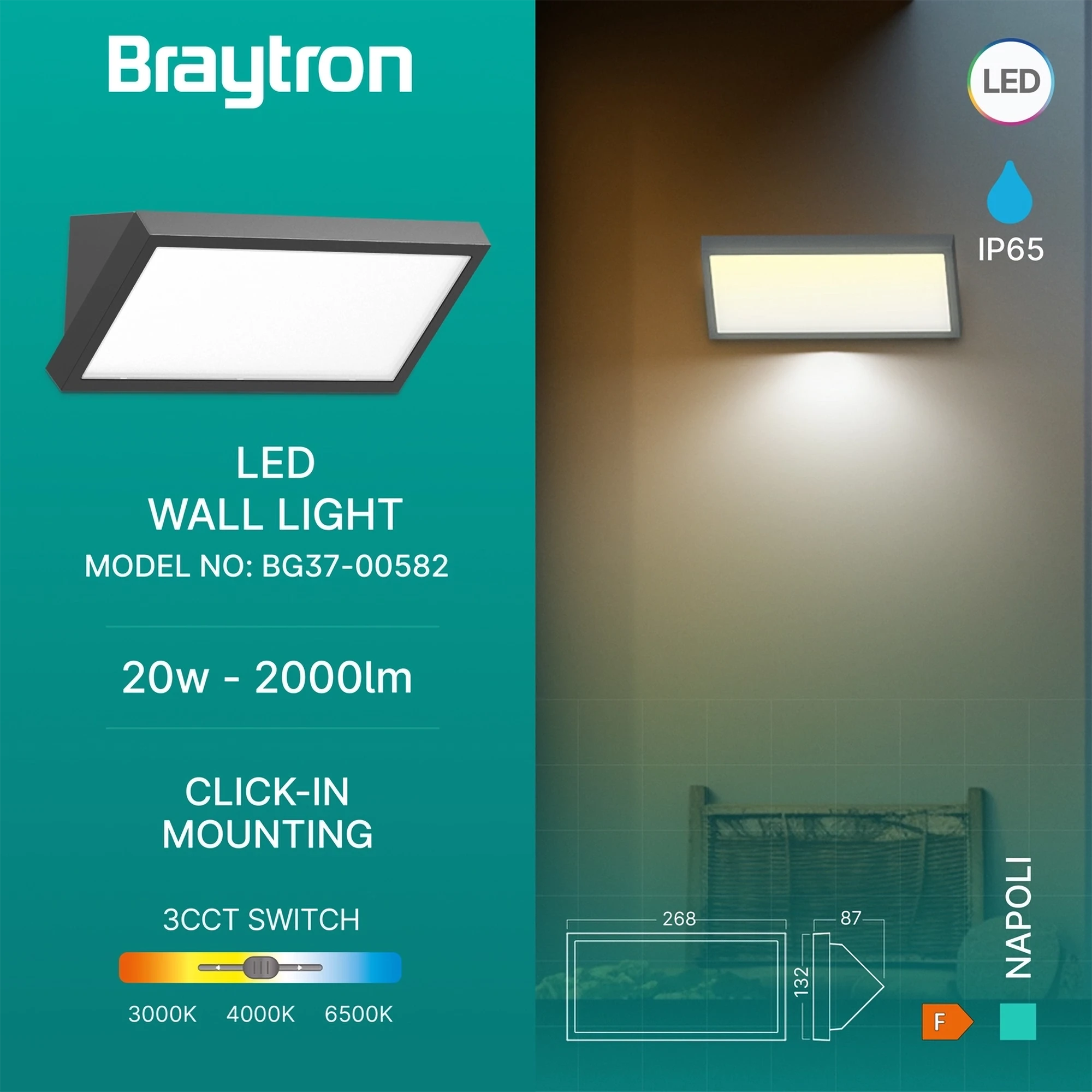 LED ZIDNA SVETILJKA OKRUGLA 20W SIVI CCT IP65