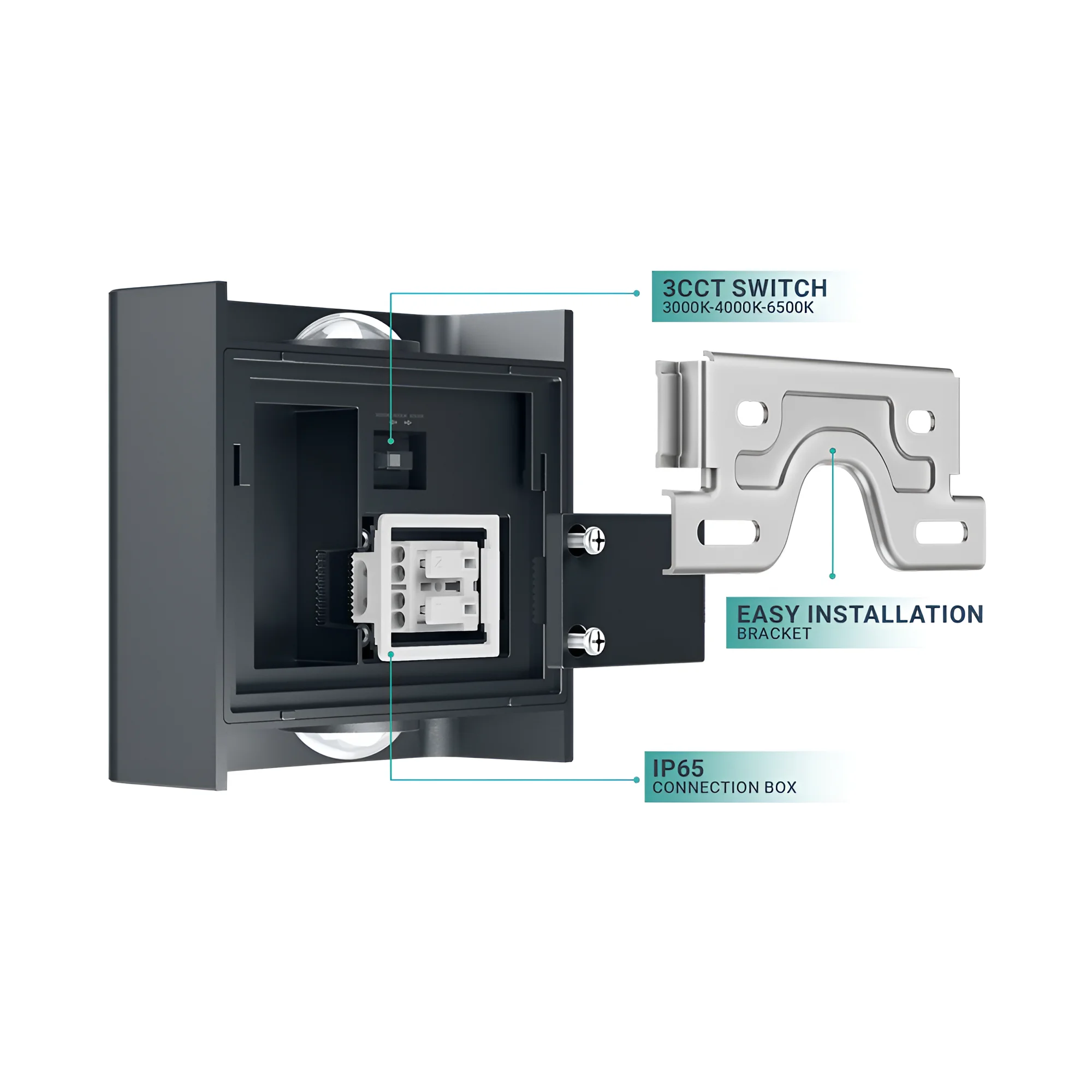 LED ZIDNA SVETILJKA 2X1W SIVI CCT IP65