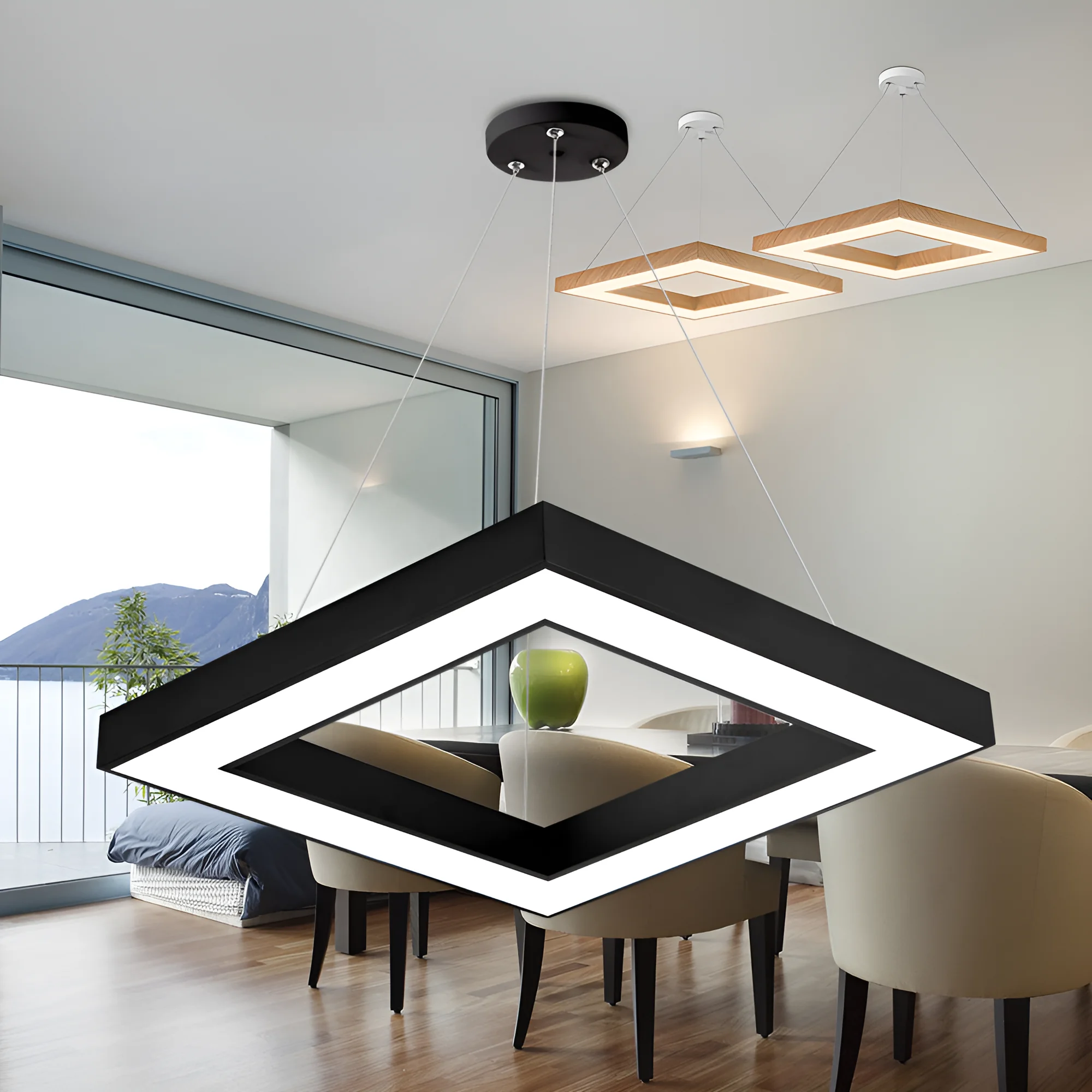 LED VISILICA KVADRATNA 36W CRNI CCT