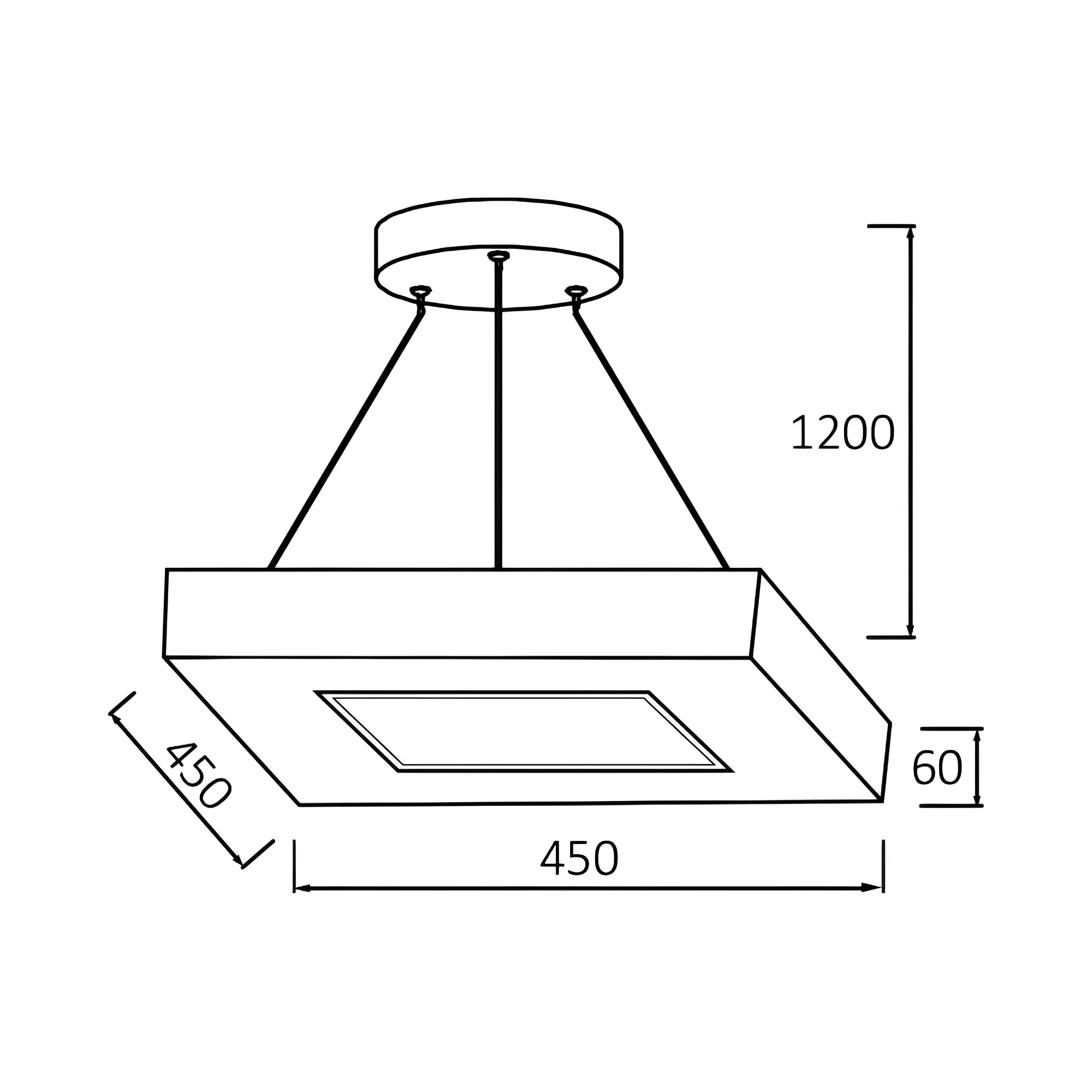 LED VISILICA KVADRATNA 36W CRNI CCT