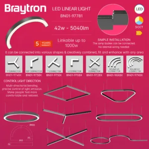 LED LINEARNA SVETILJKA POLUKRUG 42W CRNI CCT IP20