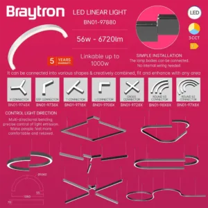 LED LINEARNA SVETILJKA POLUKRUG 56W BELI CCT IP20