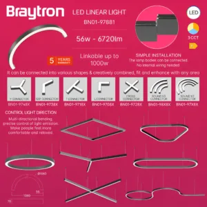 LED LINEARNA SVETILJKA POLUKRUG 56W CRNI CCT IP20