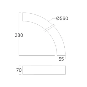 LED LINEARNA SVETILJKA CETVRT KRUGA 18W BELI CCT IP20