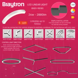 LED LINEARNA SVETILJKA CETVRT KRUGA 24W BELI CCT IP20