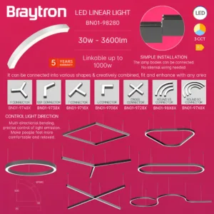 LED LINEARNA SVETILJKA CETVRT KRUGA 30W BELI CCT IP20