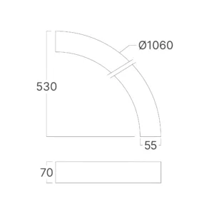LED LINEARNA SVETILJKA CETVRT KRUGA 30W BELI CCT IP20