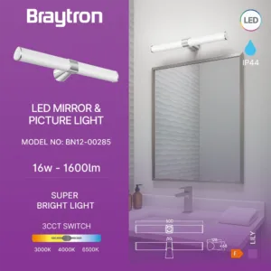 LED LAMPA ZA OGLEDALO 600MM 16W HROM CCT IP44