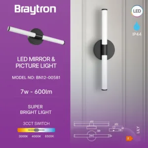 LED LAMPA ZA OGLEDALO 450MM 7W CRNI CCT IP44