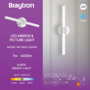 LED LAMPA ZA OGLEDALO 450MM 7W HROM CCT IP44