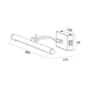 LED LAMPA ZA OGLEDALO 400MM 8W CRNI CCT IP20