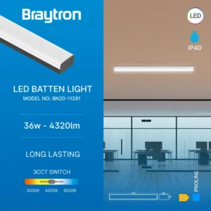 LED LINIJSKA SVETILJKA 1.2M 36W CRNI CCT