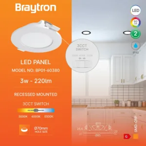 LED PANEL UGRADNI OKRUGLI 3" 3W BELI CCT