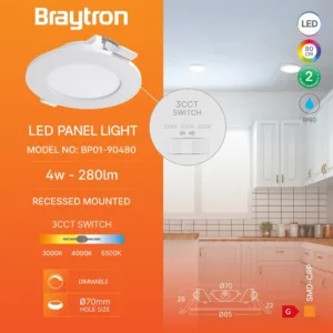 LED PANEL UGRADNI OKRUGLI 3" 4W BELI CCT