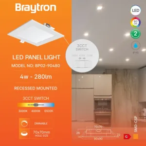 LED PANEL UGRADNI KVADRATNI 3" 4W BELI CCT