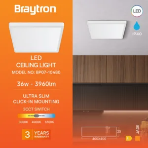 LED PLAFONJERA KVADRATNI 36W BELI CCT