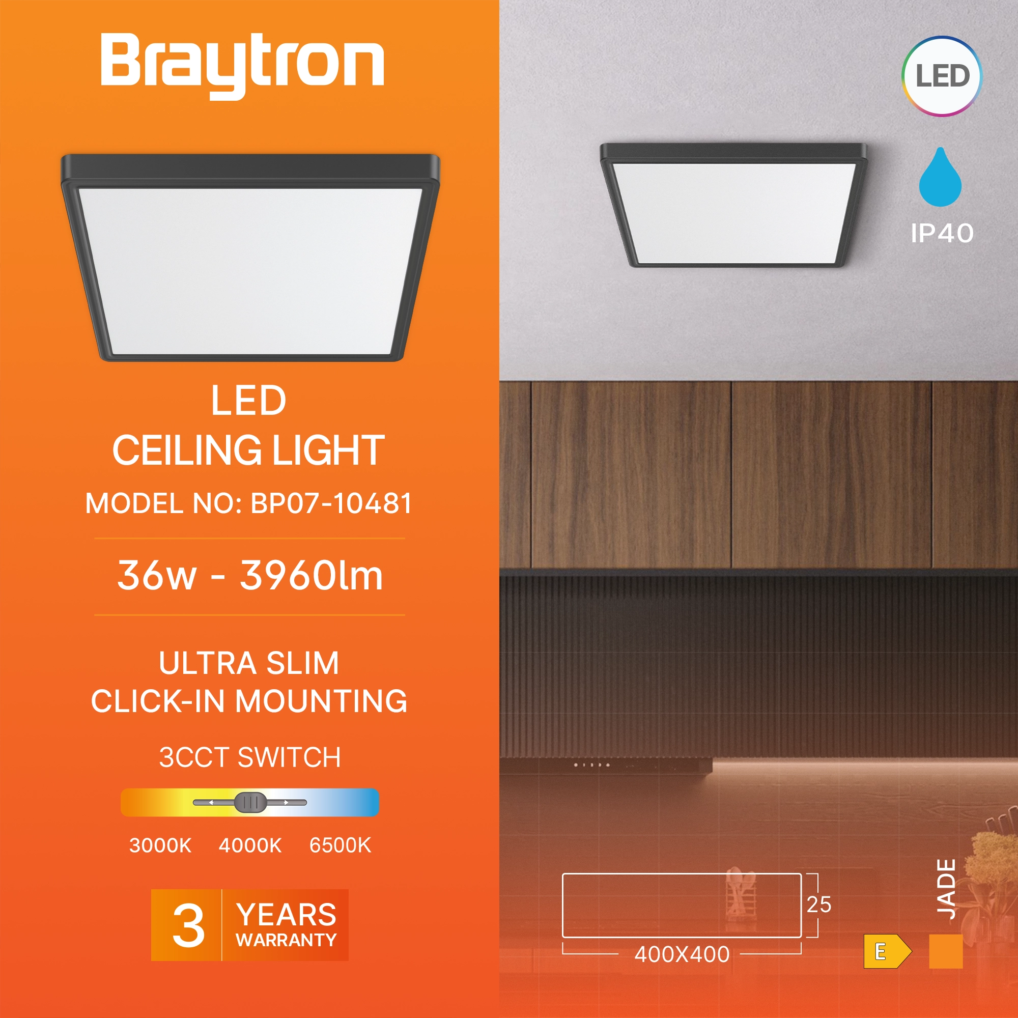 LED PLAFONJERA KVADRATNI 36W CRNI CCT LED PLAFONJERA KVADRATNI 36W CRNI CCT
