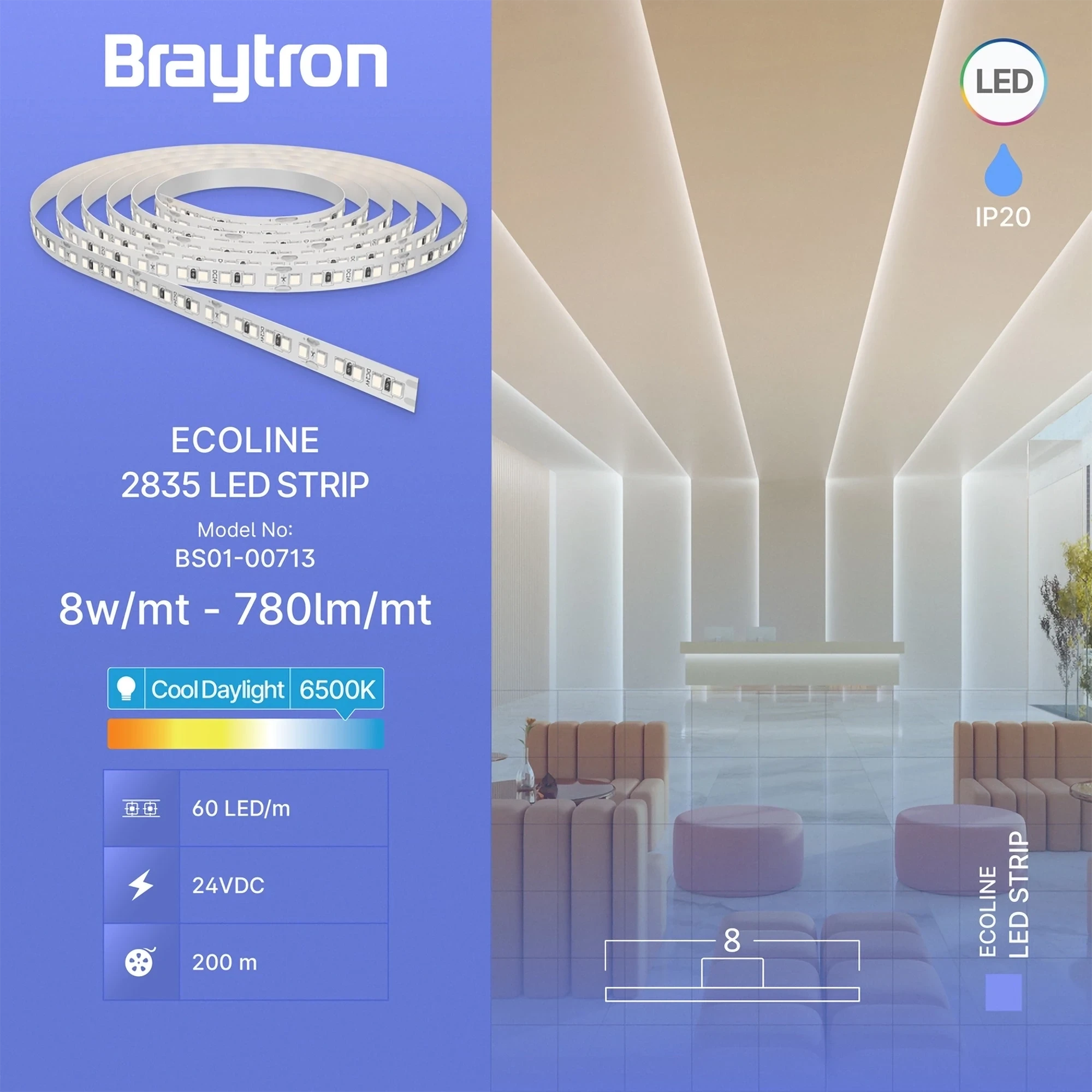 LED TRAKA 8W 60LED 2835 6500K 24V IP20 10m LED TRAKA 8W 60LED 2835 6500K 24V IP20 10m