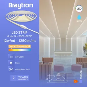LED COB TRAKA 220V 12W 360LED 3000K IP65 50m