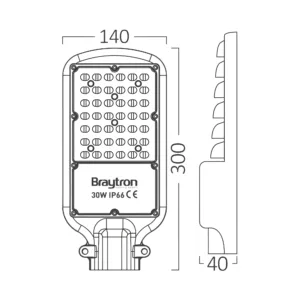 LED ULICNA SVETILJKA 30W SIVA 6500K IP66