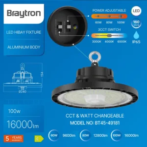 LED INDUSTRIJSKO ZVONO 100W CRNI CCT IP65