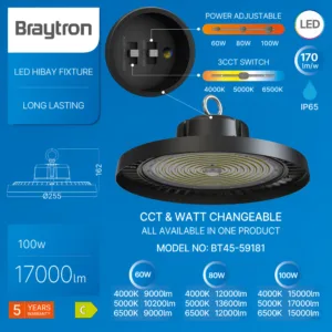 LED INDUSTRIJSKO ZVONO 100W CRNI CCT IP65