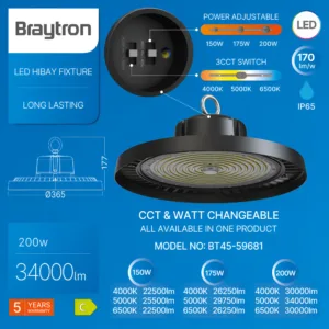 LED INDUSTRIJSKO ZVONO 200W CRNI CCT IP65
