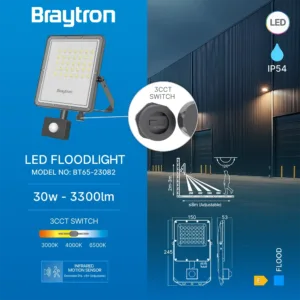 LED REFLEKTOR 30W SIVI CCT IP65 SA SENZOROM