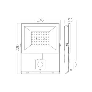LED REFLEKTOR 50W CRNI 6500K IP54 SA SENZOROM