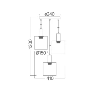 VISILICA 3-GLAVA E27 SMOKE