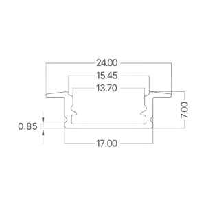 ALUMINIJUMSKI UGRADNI LED PROFIL RC1707 2M CRNI