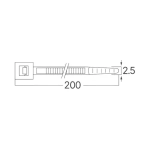 BRY-2,5x200mm-100pcs/bag-PA66-WHT-CABLE TIES