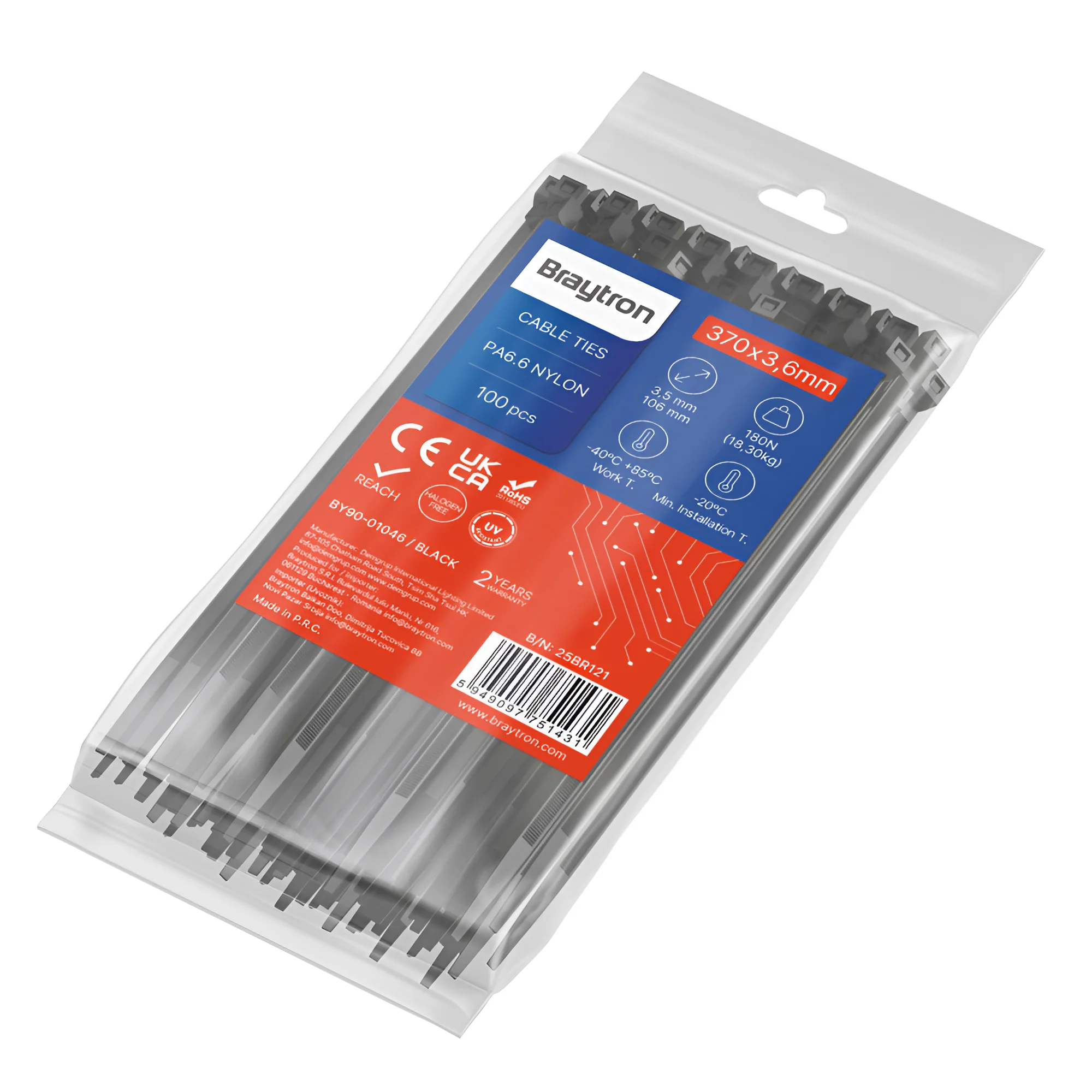 BRY-3,6x370mm-100pcs/bag-PA66-BLC-CABLE TIES BRY-3,6x370mm-100pcs/bag-PA66-BLC-CABLE TIES
