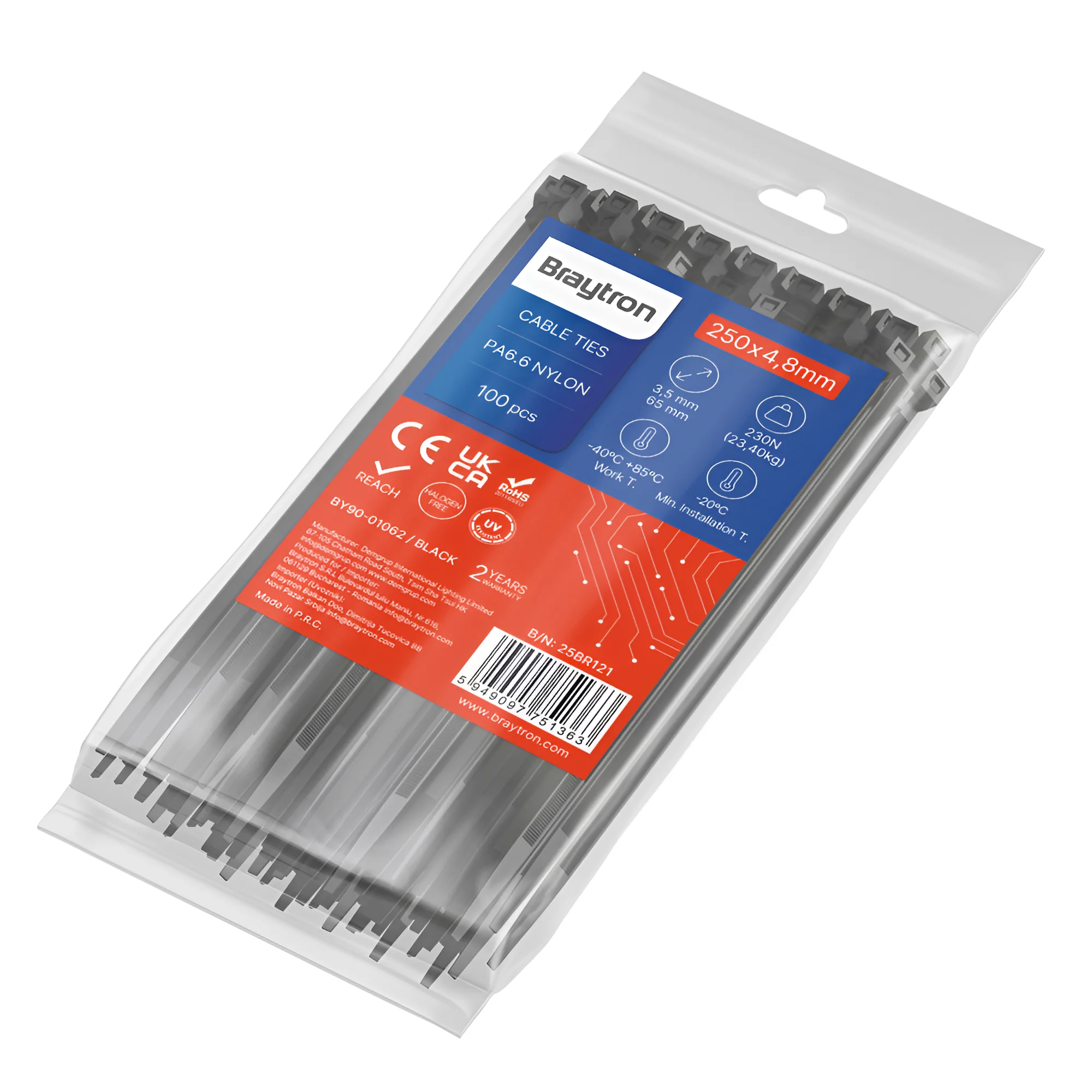 BRY-4,8x250mm-100pcs/bag-PA66-BLC-CABLE TIES BRY-4,8x250mm-100pcs/bag-PA66-BLC-CABLE TIES