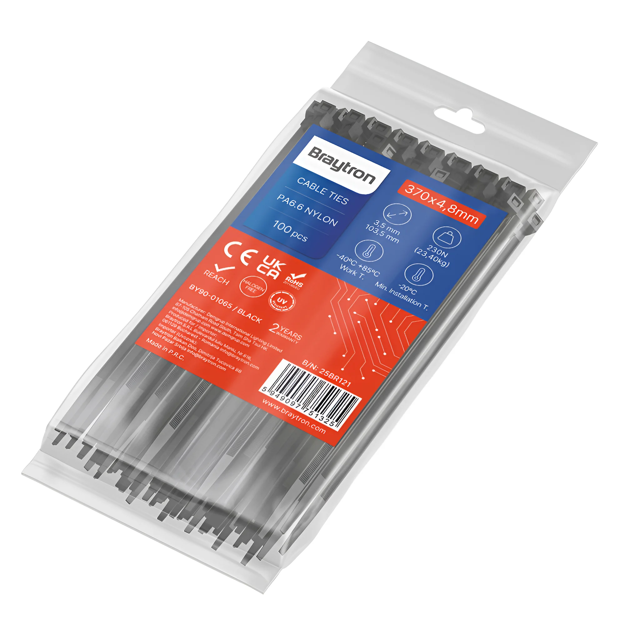 BRY-4,8x370mm-100pcs/bag-PA66-BLC-CABLE TIES BRY-4,8x370mm-100pcs/bag-PA66-BLC-CABLE TIES